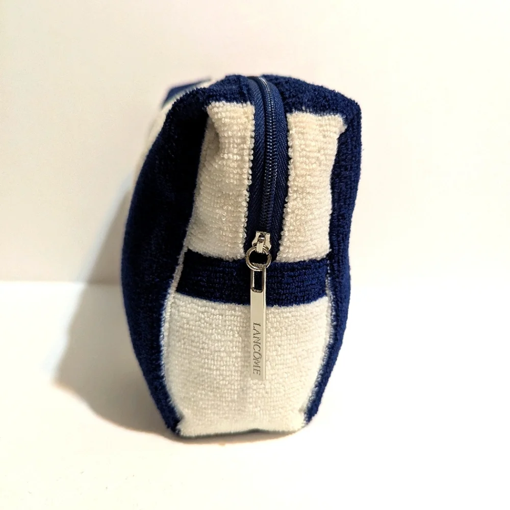 Lancôme Navy and White Striped Make-up Travel Terry Cloth Pouch - Picture 2 of 8